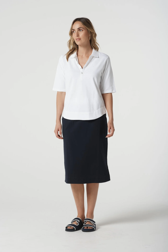 Goondiwindi Cotton - Pima Cotton 3/4 Sleeve Polo - White colour front shot