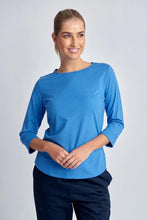Load image into Gallery viewer, Goondiwindi Cotton - Pima Cotton Crew Neck 3/4 Sleeve Tee in Regatta Blue colour front shot
