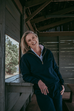 Load image into Gallery viewer, Goondiwindi Cotton - Rugged ½ Zip Cotton Sweater - Dark Navy colour front shot
