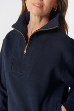 Load image into Gallery viewer, Goondiwindi Cotton - Rugged ½ Zip Cotton Sweater - Dark Navy colour front shot
