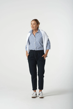 Load image into Gallery viewer, Goondiwindi Cotton - Stretch Woven Jogger Cropped Pant - Dark Navy colour front shot
