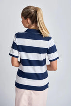 Load image into Gallery viewer, Goondiwindi Cotton - Stripe Polo in Navy/White colour back shot
