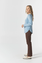 Load image into Gallery viewer, Goondiwindi Cotton - The Classic Crew Neck Raglan Jumper - Air Blue colour side shot

