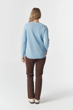 Load image into Gallery viewer, Goondiwindi Cotton - The Classic Crew Neck Raglan Jumper - Air Blue colour back shot
