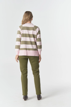 Load image into Gallery viewer, Goondiwindi Cotton - The Old Favourite Cotton Sweater - Pink A Boo/Sage colour back shot
