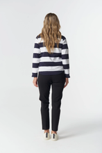 Load image into Gallery viewer, Goondiwindi Cotton - Travel Cotton Jersey Polo - Dark Navy/ White colour back shot
