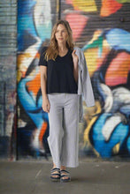 Load image into Gallery viewer, Goondiwindi Cotton - Ankle Wide Leg Stripe Jean - Navy/ White colour front shot
