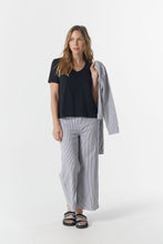 Load image into Gallery viewer, Goondiwindi Cotton - Ankle Wide Leg Stripe Jean - Navy/ White colour front shot
