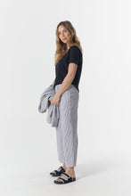 Load image into Gallery viewer, Goondiwindi Cotton - Ankle Wide Leg Stripe Jean - Navy/ White colour side shot

