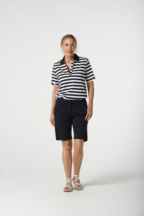 Goondiwindi Cotton - Cotton Spandex Walking Shorts - Dark Navy colour front shot