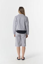 Load image into Gallery viewer, Goondiwindi Cotton - Knee Length Stripe Shorts - Navy/ White colour back shot
