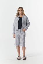 Load image into Gallery viewer, Goondiwindi Cotton - Knee Length Stripe Shorts - Navy/ White colour front shot
