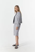 Load image into Gallery viewer, Goondiwindi Cotton - Knee Length Stripe Shorts - Navy/ White colour side shot
