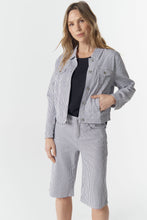 Load image into Gallery viewer, Goondiwindi Cotton - Knee Length Stripe Shorts - Navy/ White front shot
