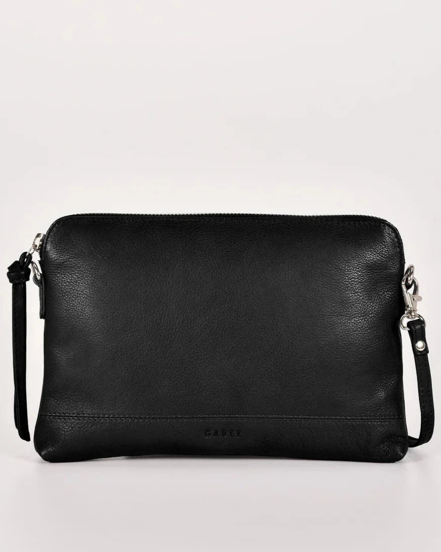 Holly - Leather Crossbody Purse 2 in 1 in Black colour
