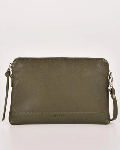Holly - Leather Crossbody Purse 2 in 1 in Olive colour