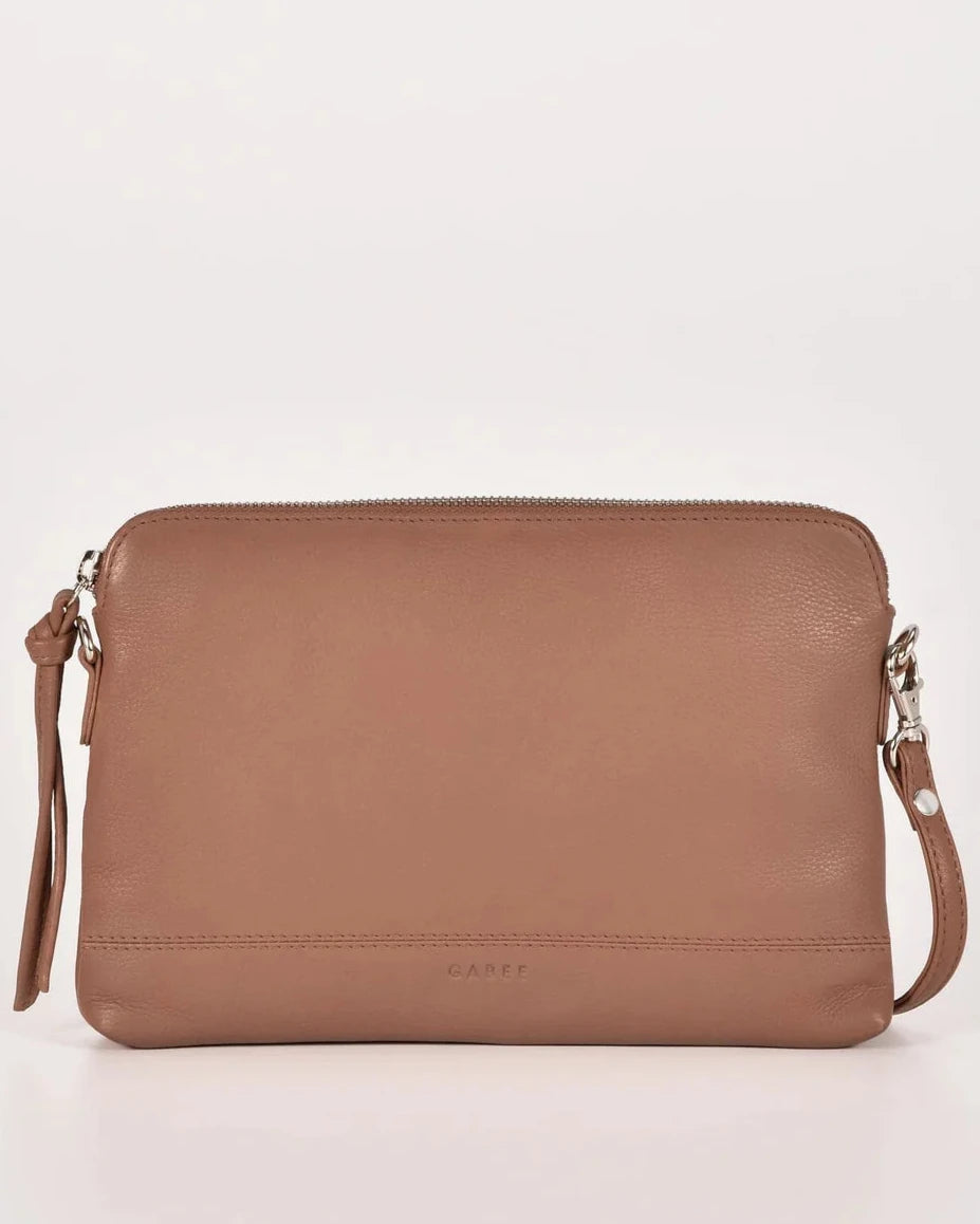Holly - Leather Crossbody Purse 2 in 1 in Taupe colour