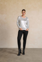 Load image into Gallery viewer, Holmes and Fallon Jumper Coated Metallic Knit front shot
