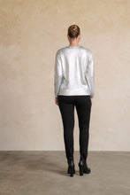 Load image into Gallery viewer, Holmes and Fallon Jumper Coated Metallic Knit back shot
