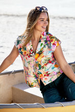 Load image into Gallery viewer, Jump - Amalfi Coast Top Multi colored model sitting 
