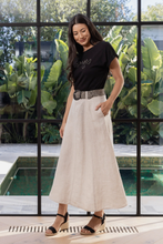 Load image into Gallery viewer, Jump - Belted Panel Skirt - Nat Flax C/D colour side shot
