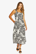Load image into Gallery viewer, Jump - Bohemia Ric Rac Dress - Black/ Flax colour front shot
