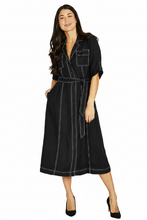 Load image into Gallery viewer, Jump - Contrast Stitch Tie Dress - Navy colour front shot
