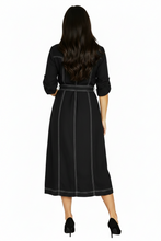 Load image into Gallery viewer, Jump - Contrast Stitch Tie Dress - Navy colour back shot
