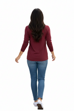 Load image into Gallery viewer, Jump - Core Crew Long Sleeve Tee - Merlot colour front shot
