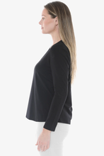 Load image into Gallery viewer, Jump - Crew Neck Long Sleeve Tee - Black colour side shot
