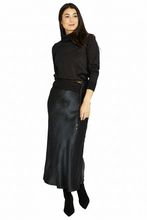 Load image into Gallery viewer, Jump - Crinkle Slip Skirt - Black colour front shot
