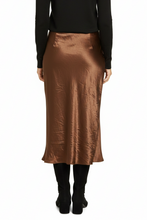 Load image into Gallery viewer, Jump - Crinkle Slip Skirt - Chestnut colour back shot
