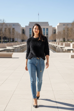 Load image into Gallery viewer, Jump - Eyelash Pullover - Black colour front shot
