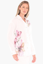 Load image into Gallery viewer, Jump - Floraline Long Sleeve Shirt - White colour side shot
