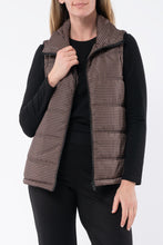 Load image into Gallery viewer, Jump - Houndstooth Puffer Vest - Camel / Black Front View
