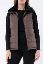 Load image into Gallery viewer, Jump - Houndstooth Puffer Vest - Camel / Black Front View
