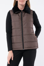 Load image into Gallery viewer, Jump - Houndstooth Puffer Vest - Camel / Black Front View
