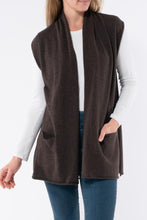 Load image into Gallery viewer, Jump - Long Line Shawl Vest - Cocoa short sleeve functional pockets
