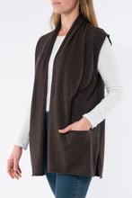 Load image into Gallery viewer, Jump - Long Line Shawl Vest - Cocoa short sleeve functional pockets

