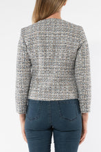 Load image into Gallery viewer, Jump - Multi Boucle Jacket- Blu,  round neck and buttoned closure 
