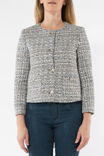 Load image into Gallery viewer, Jump - Multi Boucle Jacket- Blu,  round neck and buttoned closure 
