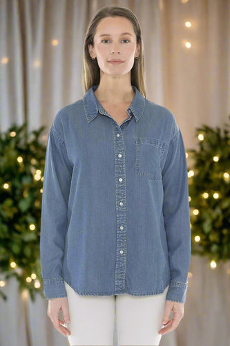 Jump - Soft Lyocell Shirt - Chambray colour front shot