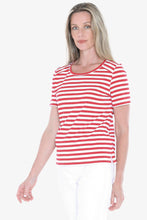 Load image into Gallery viewer, Jump - Stripe Short Sleeve Tee - Red/ White colour side shot
