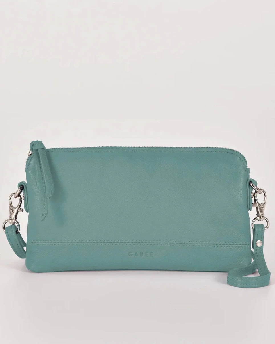 Kara - Leather Purse With Strap in Ocean colour
