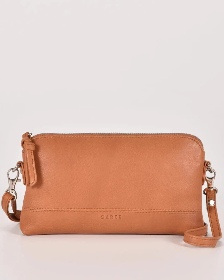Kara - Leather Purse With Strap in Tan colour