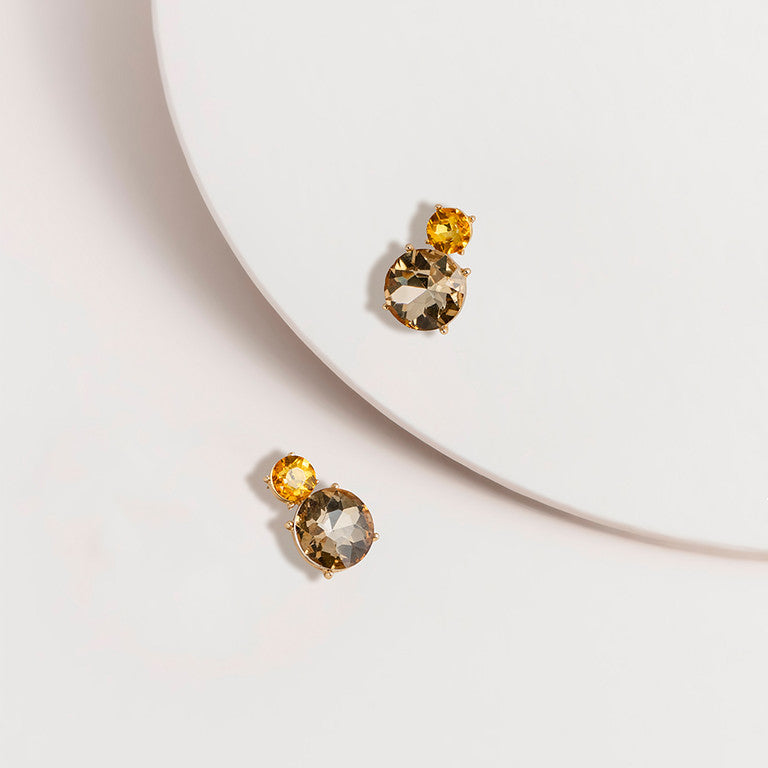 Glass Gem Post Earrings in Topaz colour by Super Amazing