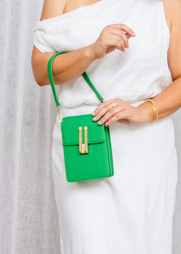 Liv and Milly Harper Handbag - Green wore by a model