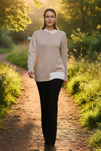 Load image into Gallery viewer, Marco Polo - Layered Rib Sweater - Stone colour front shot
