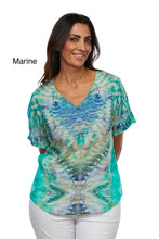 Load image into Gallery viewer, Claire Powell V Neck Short Sleeve Modal Top Marine Color Front View
