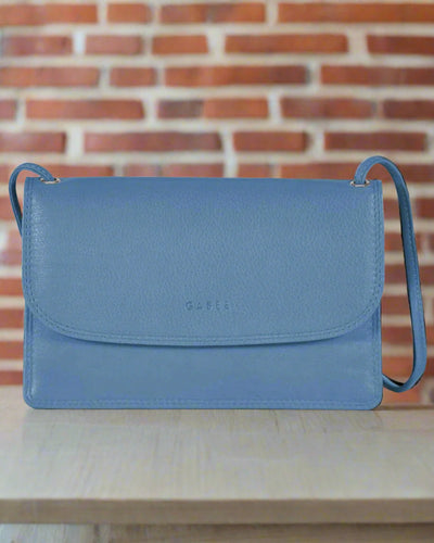 McKenzie Leather Crossbody Wallet in Powder Blue colour